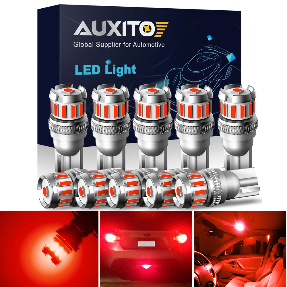 AUXITO 2x T10 LED Red Yellow Canbus Car Lights Bulbs W5W 168 194