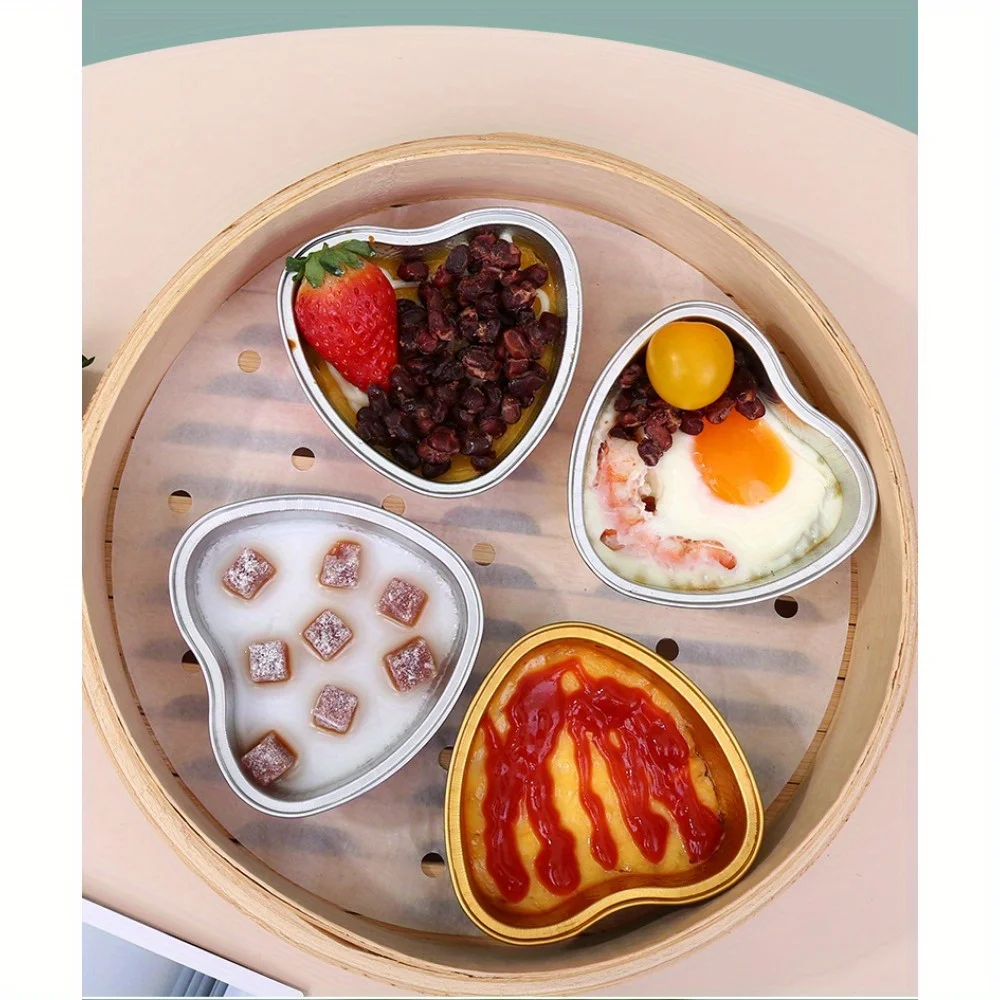 20PCS Heart Shape Disposable Aluminum Foil Cupcake Liners with Lids, Mini Cake Pans, Pe... - SKU DAFB1923 - UGI Packaging
