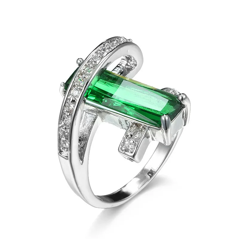 

Explosive Emerald Zircon Ring Female Wedding Jewelry Manufacturer Foreign Trade Jewelry