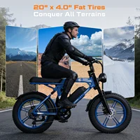 Vélo électrique HiQiS C200, batterie 48V 17.5AH, autonomie maximale 50KM, moteur 1000W, vitesse 25km/h, pneus larges de 20 pouces, tout-terrain, hors route, vélo électrique 4