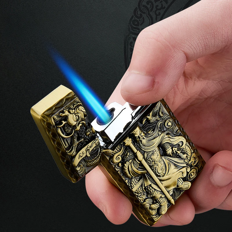 

New Crisp Steel Tone Langsheng Torch Lighter Windproof Blue Flame