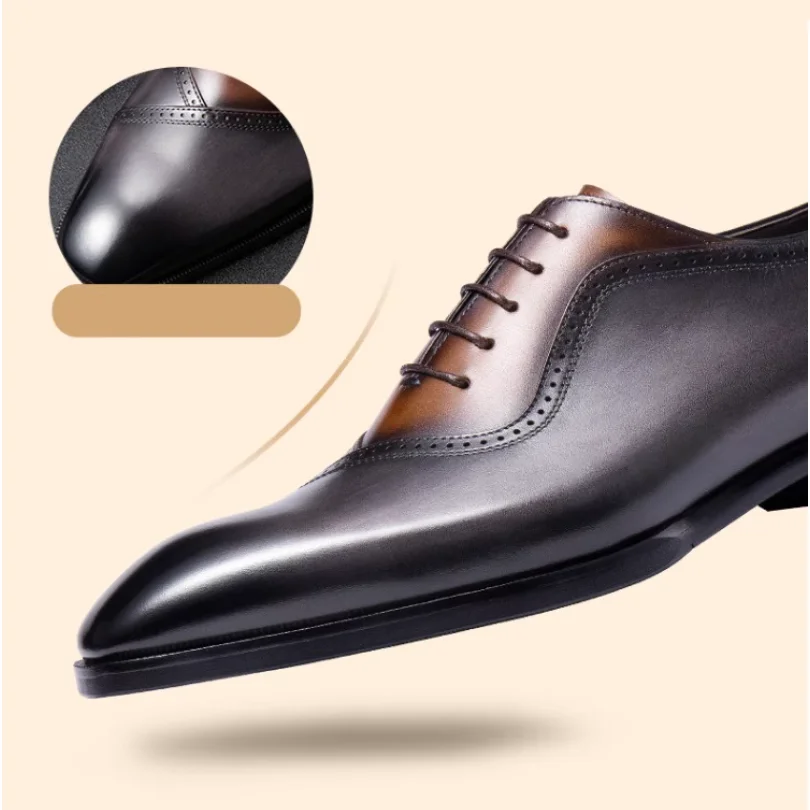 Neue High-End-Frühlings-Lederschuhe für Herren, formelle Business-handgefertigte britische Oxford-Hochzeitsschuhe für Herren, Bräutigam-Trend – Detail 2