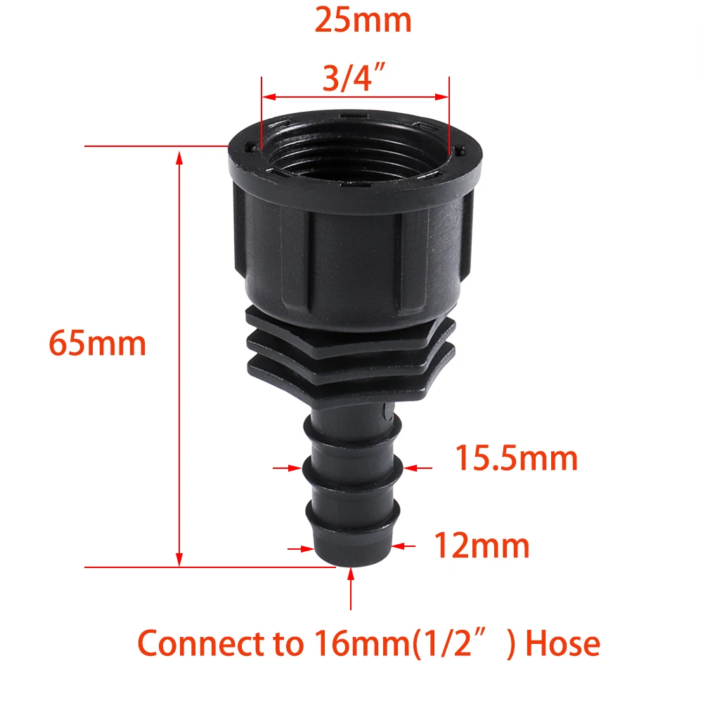 1/2 3/4 Female Male Thread To 1/2 3/4 1 Inch Hose Connector 16mm 20mm 25mm Plastic Hose Fitting Irrigation Pipe Fitt hose connector