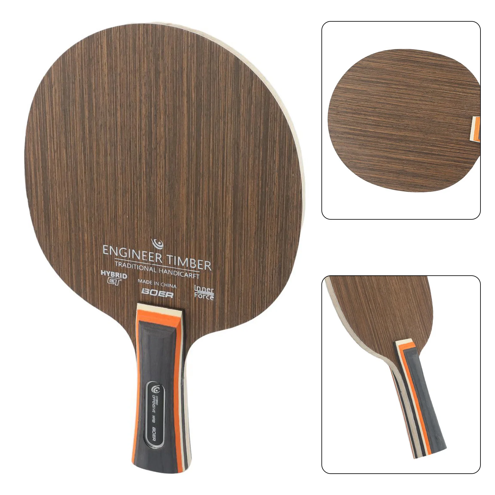 5PlyTableTennisBladeLongHandleCarbonBladeRubberPongRacket