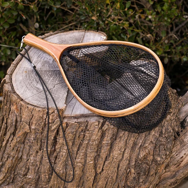 Fish Dipping Net Wood Handle Landing Dip Net Lightweight