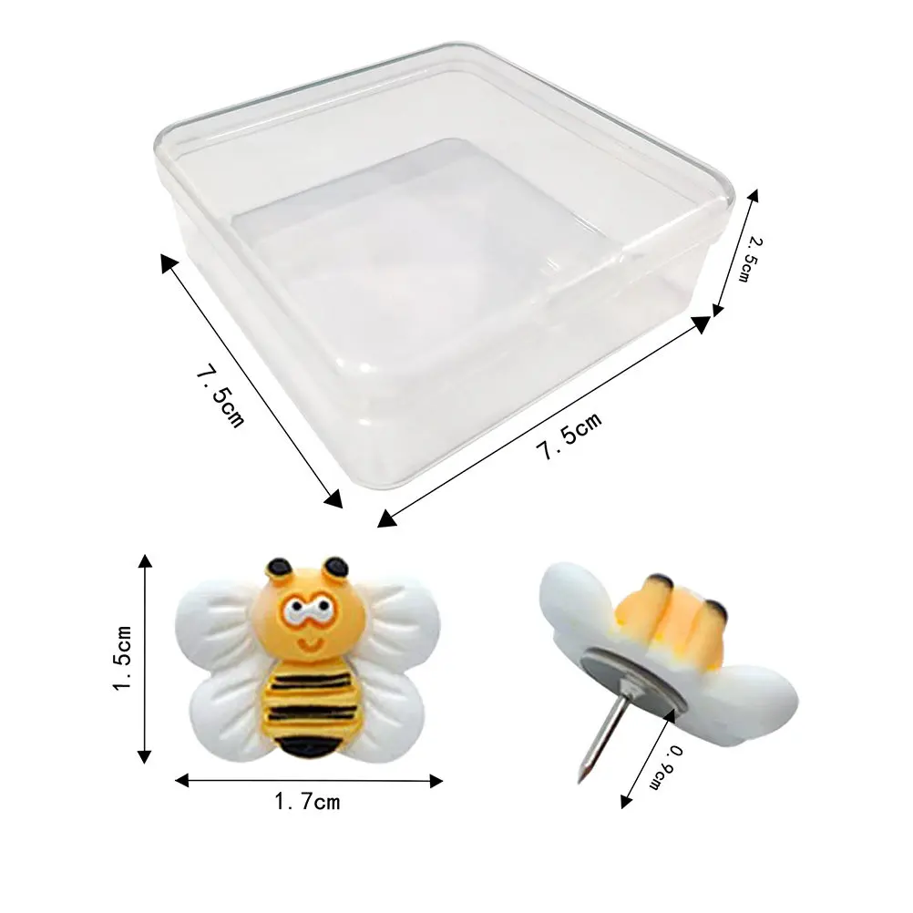 25Pcs 꿀벌 모양의 푸시핀 지도 표시용 알루미늄 합금 수지 압정 게시판 코르크 보드 사무실 책상 액세서리