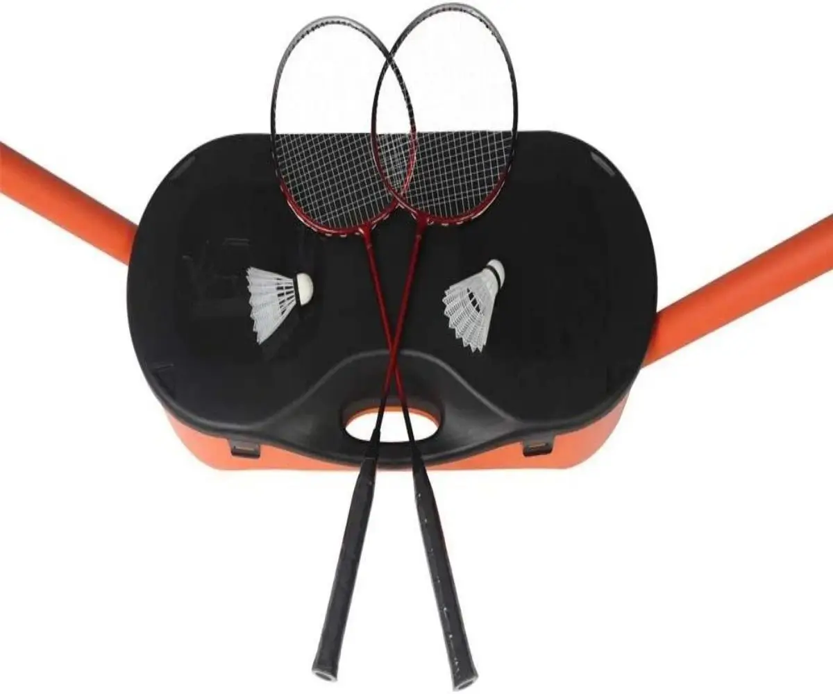 Portable Badminton Net Set Storage Box Base with 2 Battledores 2 Shuttlecocks Large, Orange portable training 3 in 1 game volleyball badminton beach tennis net with carrying bag