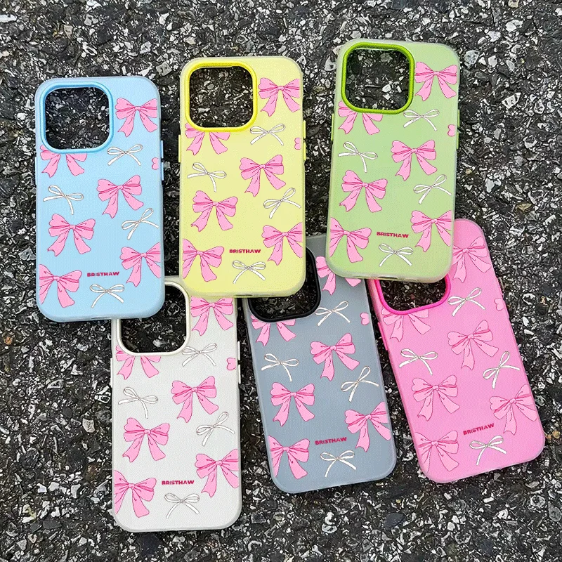 Chic Pink Bow Pattern 2-in-1 Phone Case Cover