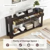 Farmhouse Entryway Table, Narrow Console Table w/ 4 Storage Drawers & Open Shelf, Rustic Long Sofa Table,  Hallway 4