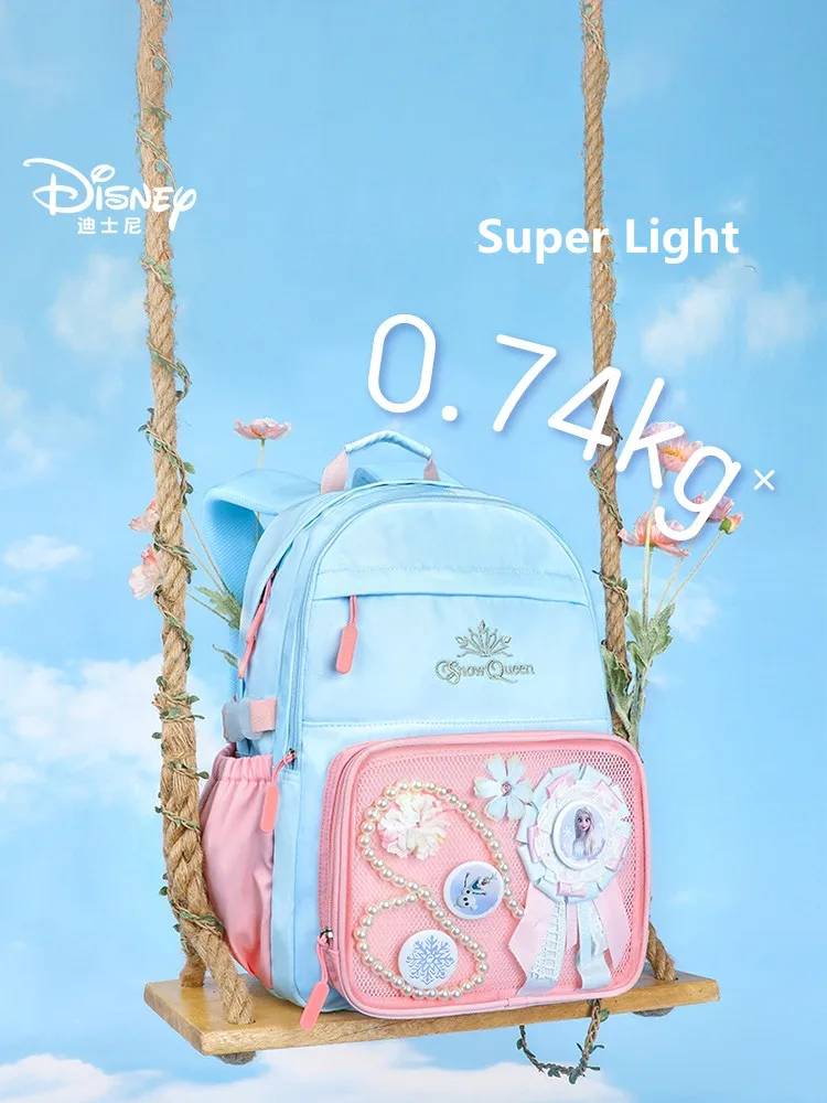 Disney Frozen Leisure School Bags For Girls Primary Middle Student Shoulder Orthopedic Backpack Grade 2-6 Large Capacity Mochila