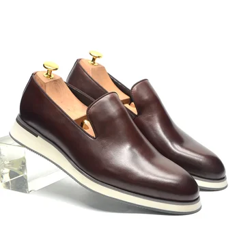 Scarpe Classiche da Uomo in Vera Pelle, Sneaker Loafer di Alta Qualità, Lussuose e Fatte a Mano, per Occasioni Formali e Casual