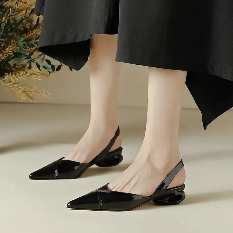 Women Sandals Sexy Pointed Toe Heels Shoes Dress Slingback Luxury Slippers Summer Chunky Flip Flops Pumps New Mujer Slides