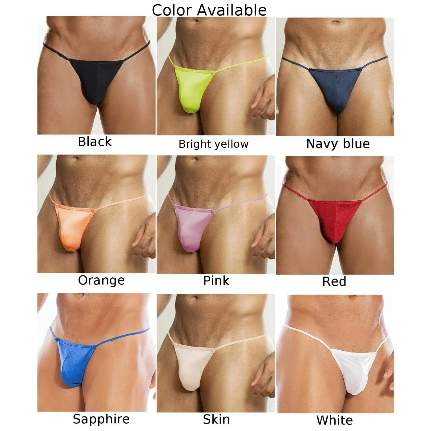 Men G-String Sheer Pouch Enhancing Low Waist Panties Sissy Solid Bikini Erotic Briefs Brazilian Underwear men underwear