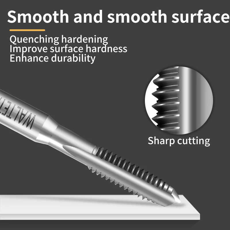 WALTETAP 1pc 오른손 나사탭 HSS 3/16-40 기계 플러그 탭 미터법 나사탭 드릴 나사산 공구 수공구