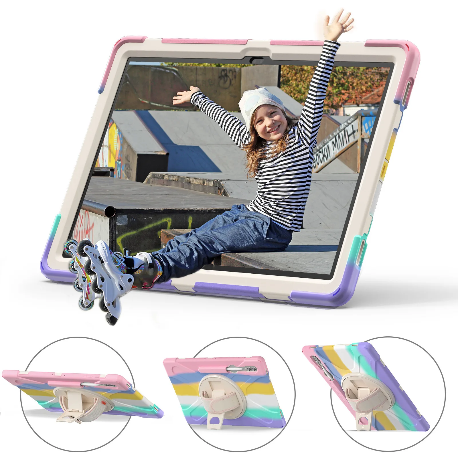 360° Rotation Shockproof Kids Silicone Tablet Stand Cover
