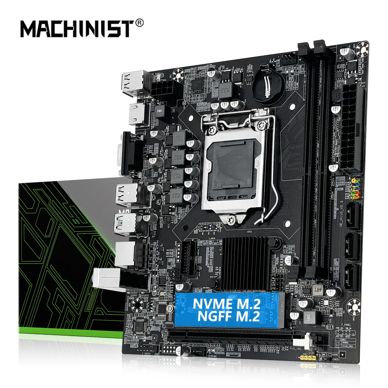 Placa-mãe Processador Lga 1151 Suporte Core 9th Cpu Compatível com Hdmi Vga Ram de Desktop Ddr4 Slot Nvme M.2 Ngff Machinist-h110