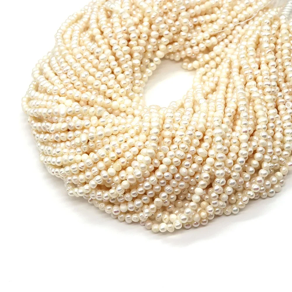 1strand 1.8-6mm Natural Freshwater Pearl Loose Beads Irregular Round Shaped White Color DIY  Making Necklace Bracelets