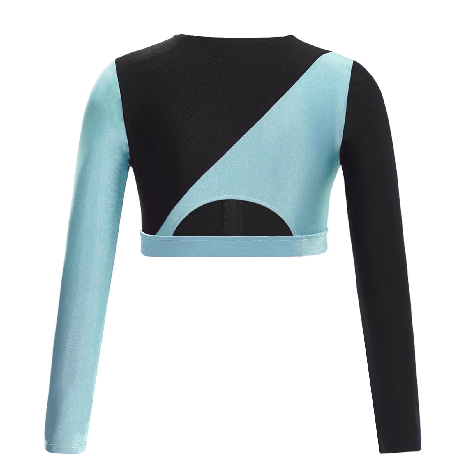 Kids Girls Sports Tops Yoga Tops Workout Running Cycling Costumes Breathable Long Sleeve Front Color Block Crop Top