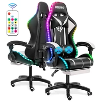Gaming Chair With PVC Leather RGB Light Office Chair Gamer Computer Chair Ergonomic Swivel Chair 2 Point Massage Racing Chair 1
