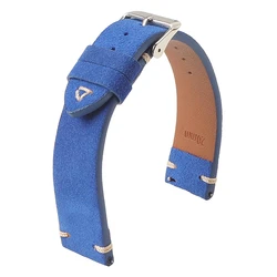 Premium Quick Release Suede Leather Watch Strap - Vintage Classic Design - 22mm (Dark blue)