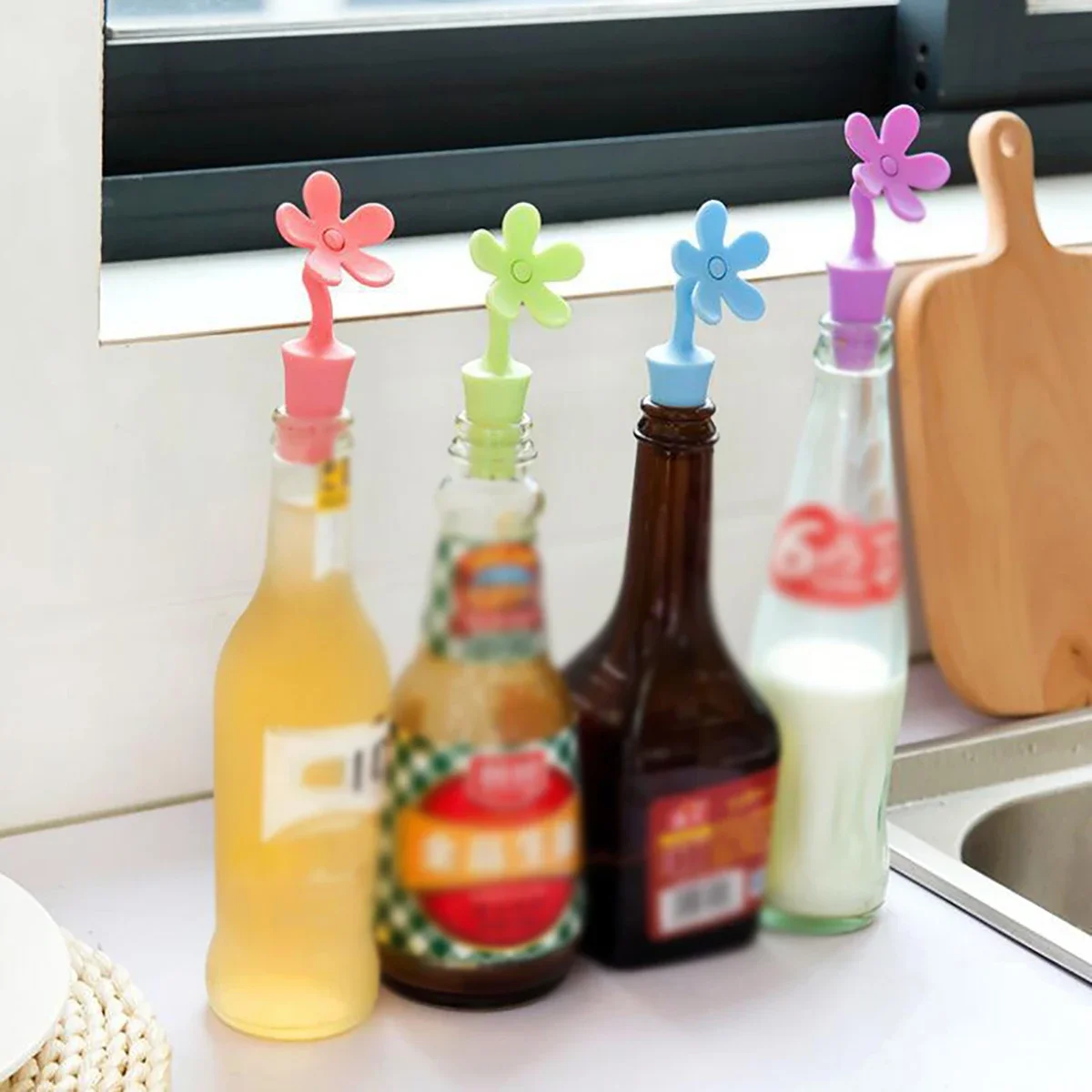 Silicone creative flower shaped wine bottle stopper durable reusable