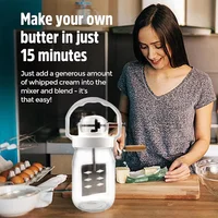 Multifunctional Butter Churn Household Hand Crank Butter Churn Kitchen Baking Gadget Cream Churn 1.5L Mason Jar 2