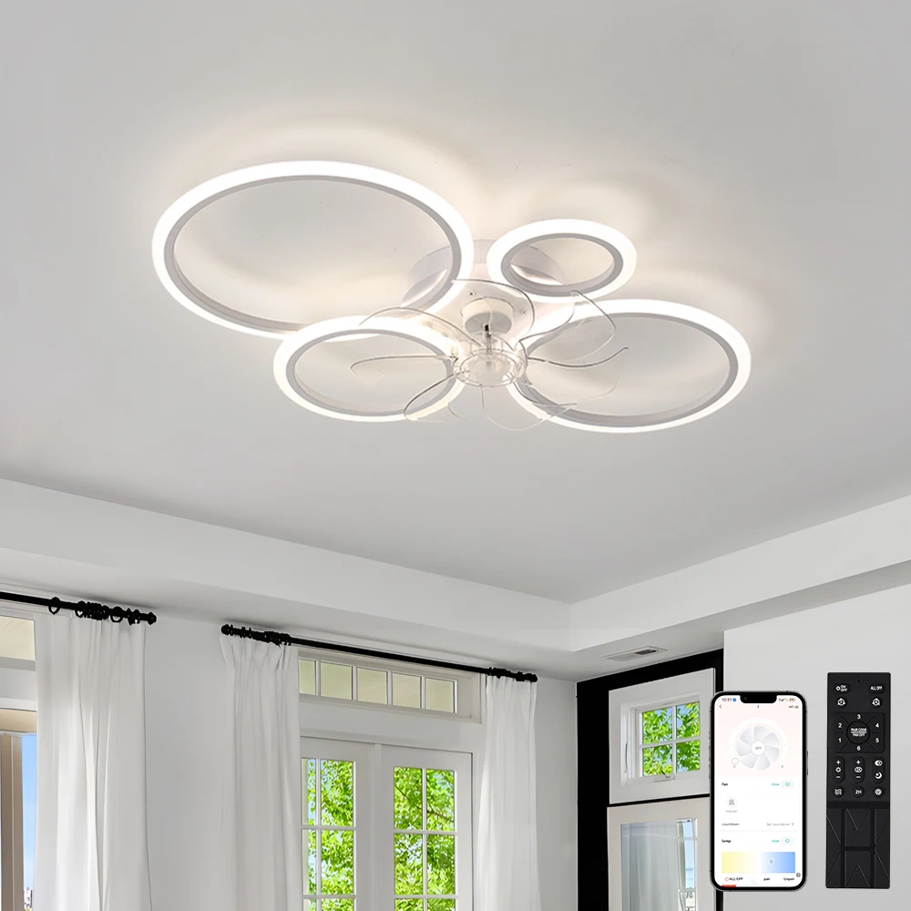 Description Picture 6 of itemLed Low Noise Ceiling Fan Chandelier Living Dining Table Room Bedroom Kitchen Lights Black White Home Decoration Lamps Fixtures