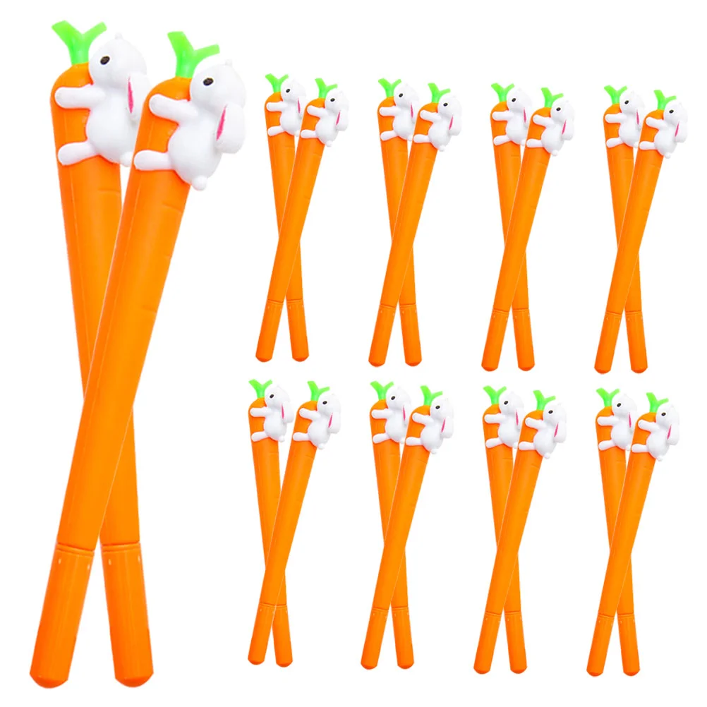 24 Pcs Writing Pens Carrot Gel Shape Rabbit Pattern Ink Novelty Ballpoint Student 10 pcs prize carrot pen student gifts ballpoint pen for kids silica gel sign pens