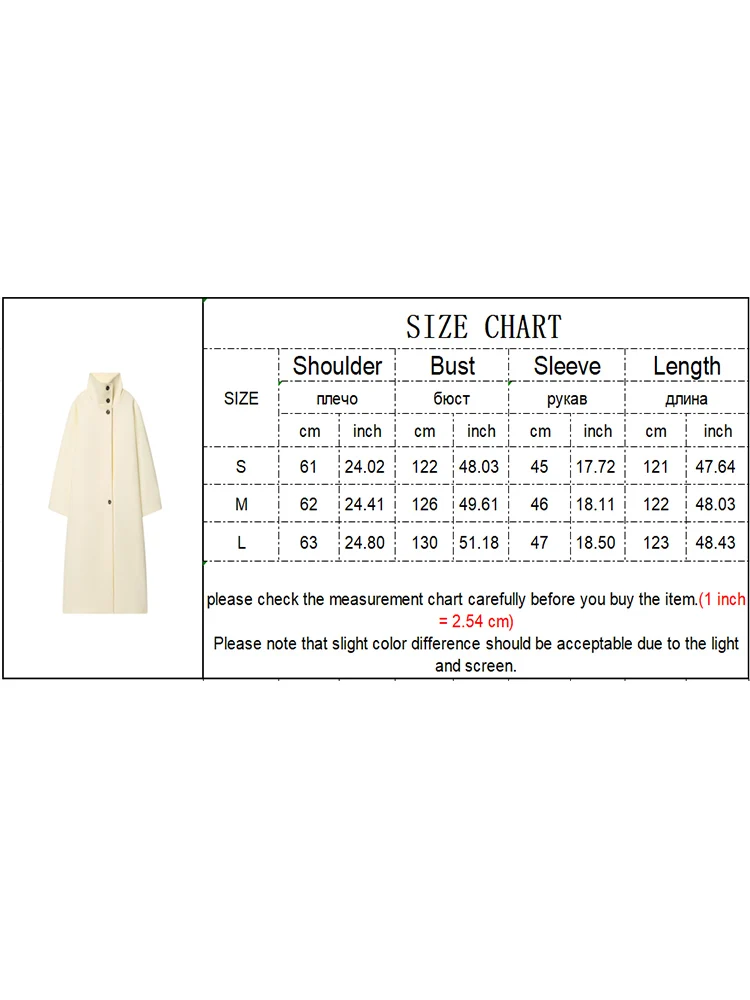 Casual Women Stand Collar Woolen Long Coat Elegant Solid Long Sleeve Single Breasted Jacket Autumn Winter New Female Coats