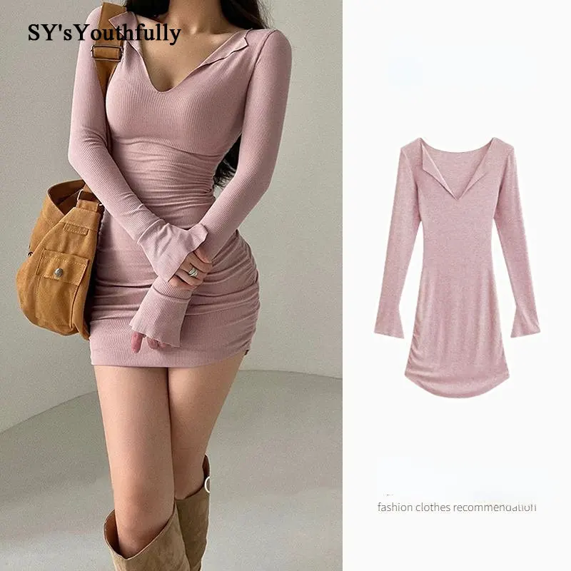 Sexy Skims Dress V Neck Evening Slim Dress Women Party Club Ladies