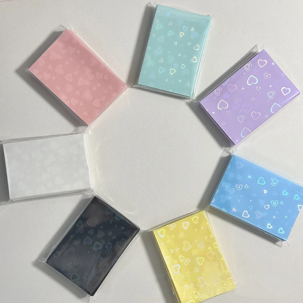 50Pcs Laser Love Heart Toploader 61*91mm Korean Card Sleeves Photocard Protector Idol Photo Cards Foil Protective Film Cover card protector idol card protector
