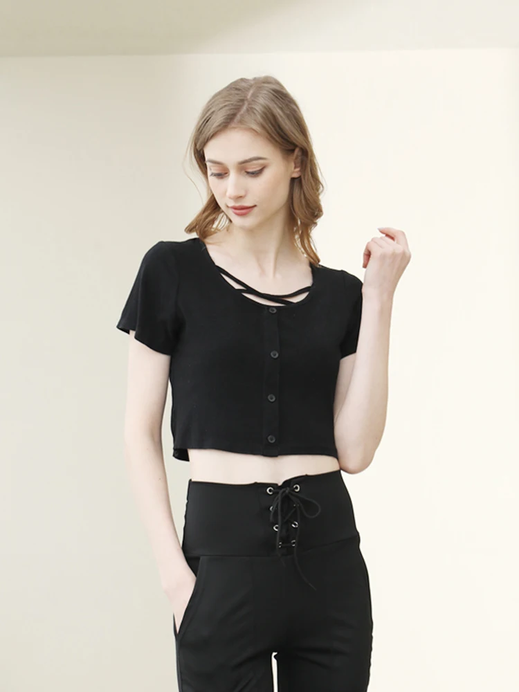 Женская футболка с коротким рукавом SVOKOR белая свободная v-образным вырезом в