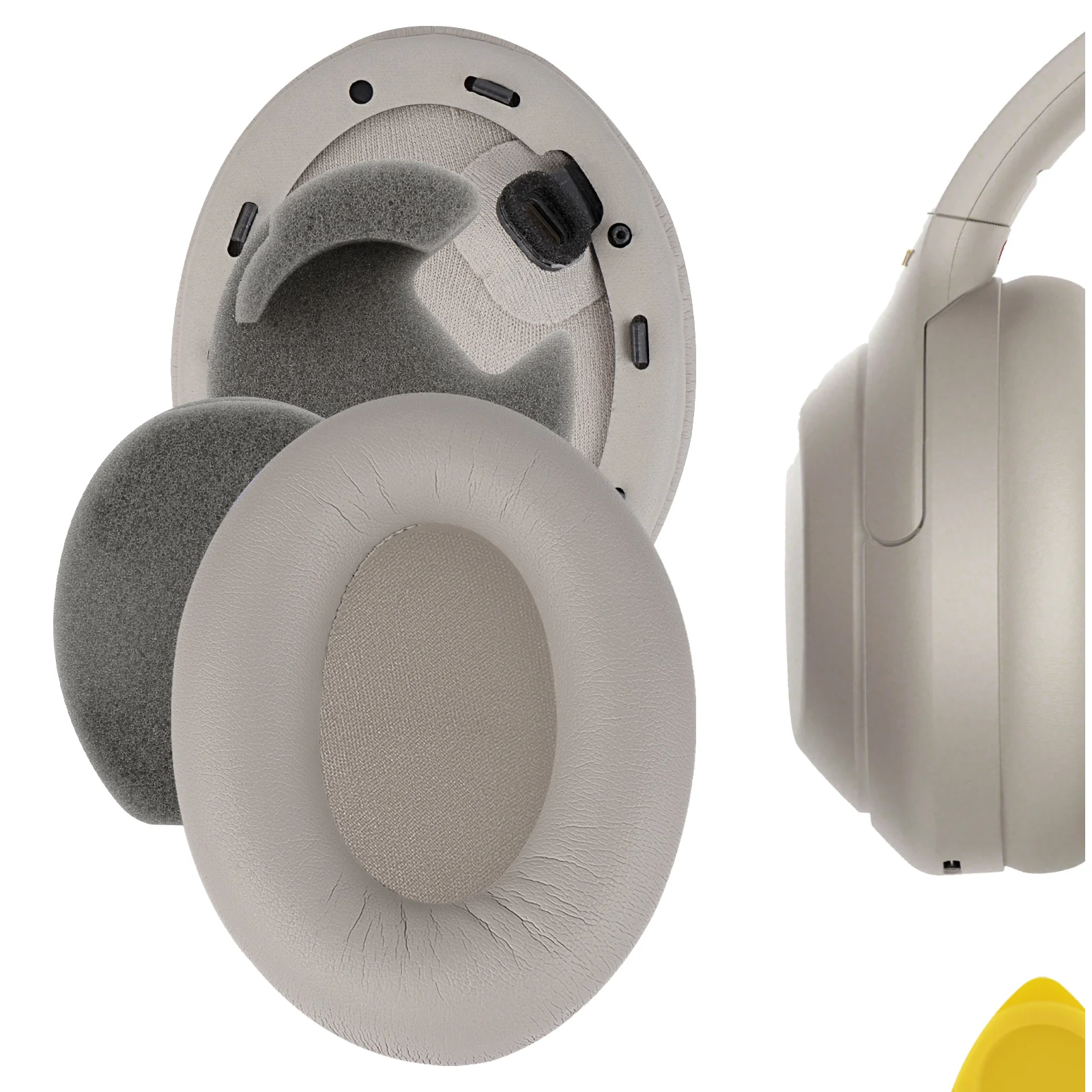 Geekria Ersatz-Ohrpolster für Sony WH-1000XM4 Wireless-Kopfhörer, Headset-Ohrpolster (Schwarz) – Detail 1