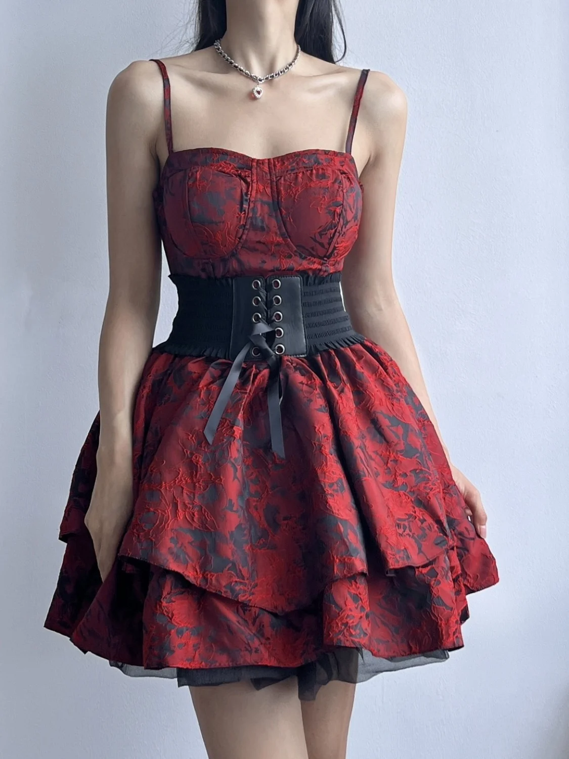 halter-dress-with-chest-pad-sexy-waist-slim-ballet-style-princess-puffy-skirt-birthday-short-skirt-sweet-and-spicy-red-womens