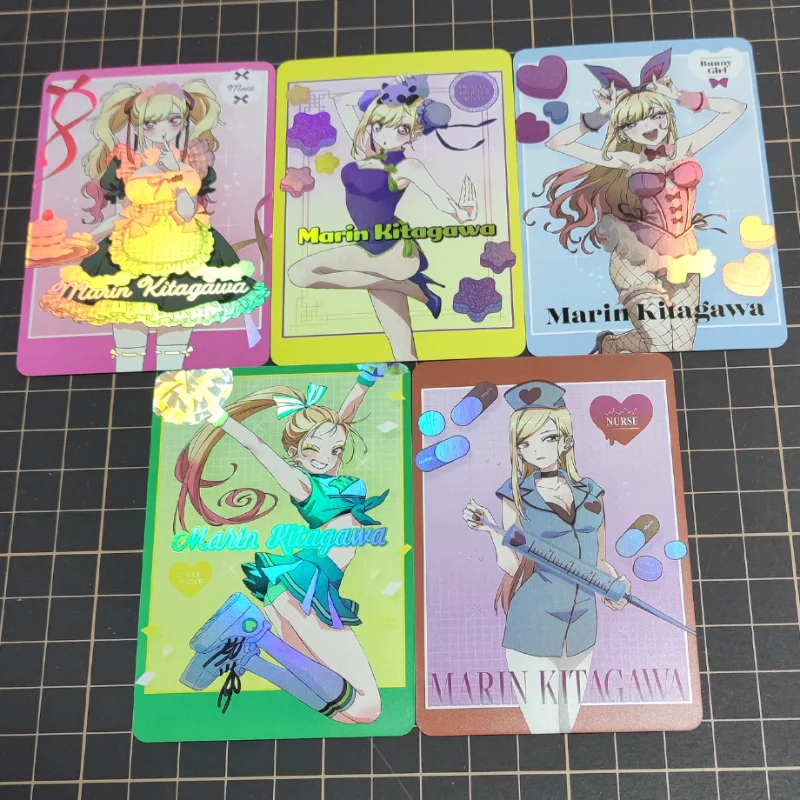 

5Pcs/Set Anime My Dress-Up Darling Kitagawa Marin Cosplay Nurse's outfit Hobby Collectibles Kawaii Flash Cards Gift Toys