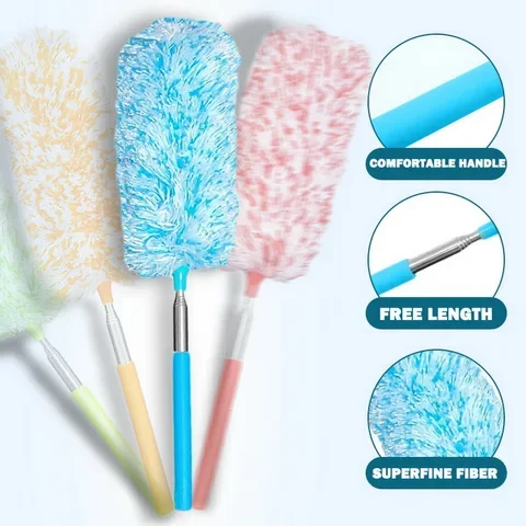 

Retractable Dust Duster Ultra-Long 32-80cm Microfiber Brush Household Stainless Steel Arbitrary Bending Gap Cleaning Tool