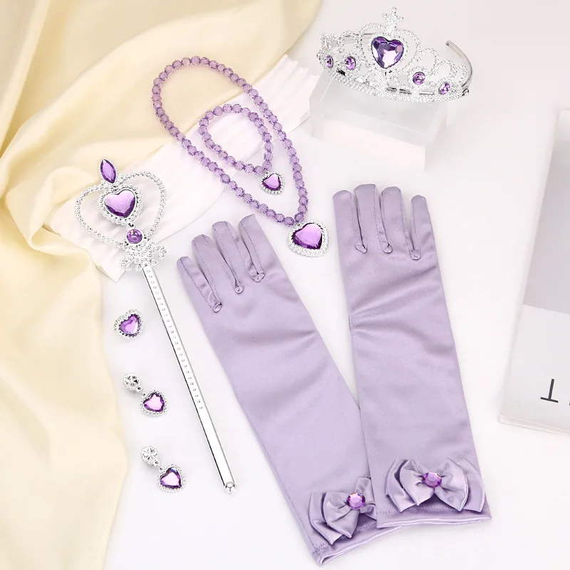 Handmade Kids Princess Wig Braid Cosplay Princess Halloween Party Costumes Accessories Girls Crown Magic stick Children's Gifts