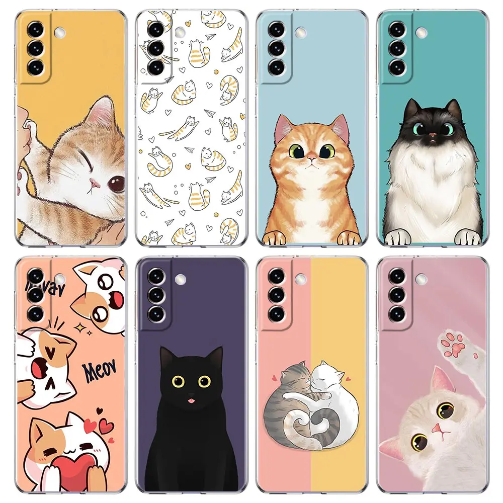 Adorable Cartoon Kitten Clear Silicone Phone Case