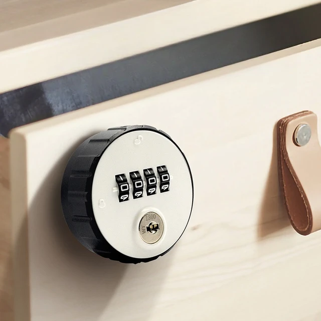 4 Digital Round Drawer Password Padlock with Key 20/26mm Anti-theft Security Combination Cabinet Cam Lock Home Office Hardware 2
