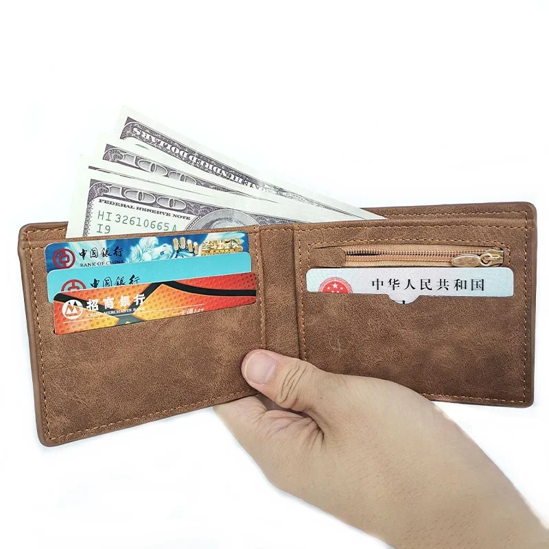 Men Wallets Free Name Engraving Slim Card Holder Male Wallet PU Leather Small Zipper Coin Pocket Man Purse Wallet Fashion 6