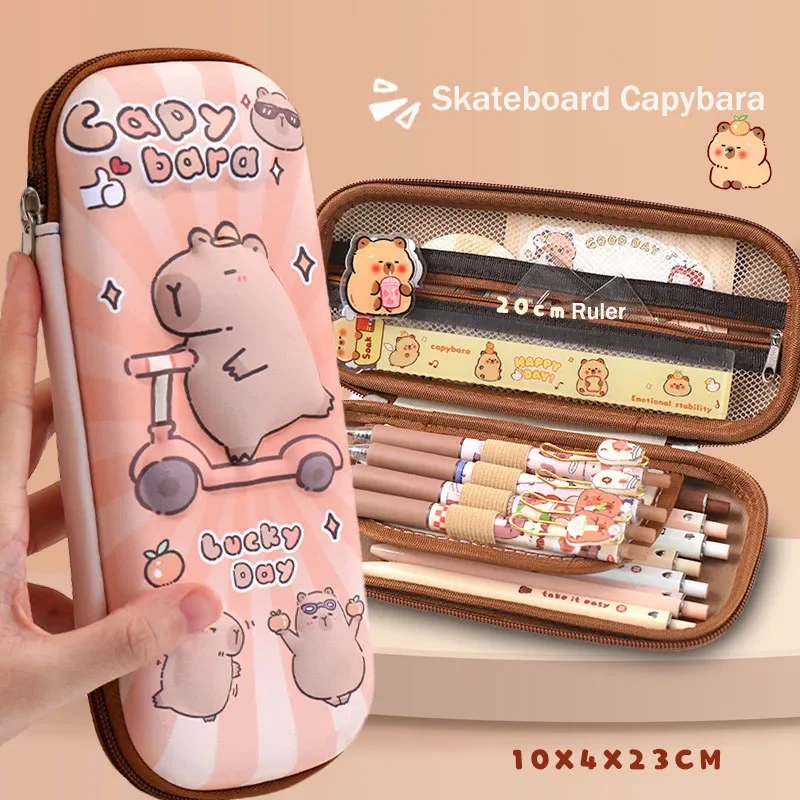 3D Capybara Pencil Case Drop Resistant Waterproof Student School Supplies Large Capacity Multifunctiona Pen Pouch Stationery