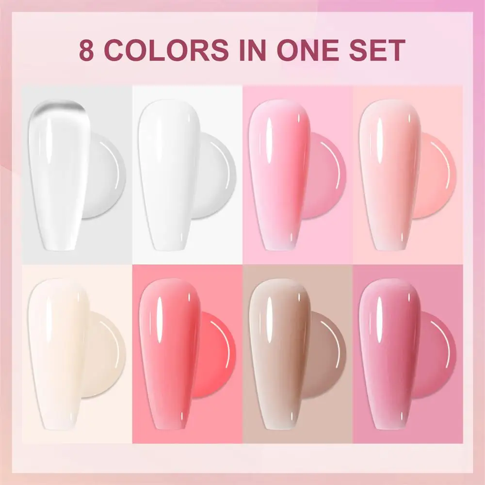 MIZHSE 15G Extension Nail Gel Non Stick Hand Solid Easy Stick Nail Patch Gel No Flowing Non Sticky Builder Gel Clear Nude Pink 2