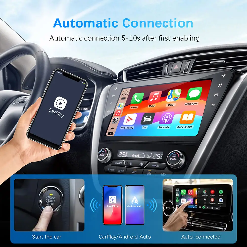 2026 New 2in1 Wired To Wireless CarPlay Android Auto Adapter for OEM Car Stereo with USB Plug and Play