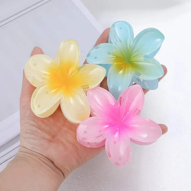 New Trendy Gradient Flower Hair Clips - Shiny Bohemian Beach Hairpins for Women, Fashion Casual Floral Hair Accessories  장식