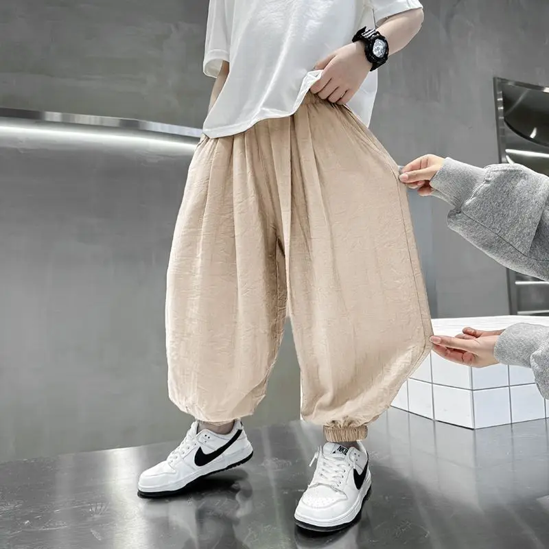 Herbst Kinder Kleidung Dünne Atmungsaktive Eis Seide Moskito-proof Hosen Casual Sport Hosen – Detail 9