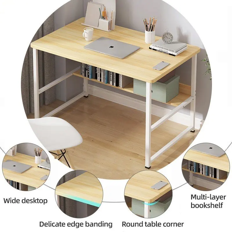 Description Picture 3 of itemModern Simple Style Bedroom Computer Desk Metal Frame Office Rectangular Home Wood Home Office Modern Computer Desk