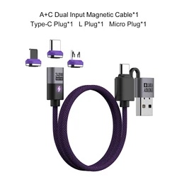 240W Magnetic Fast Charging Cable - USB - C to USB - C/Micro USB for Phones, Laptops, and Tablets (USB C to M L C)