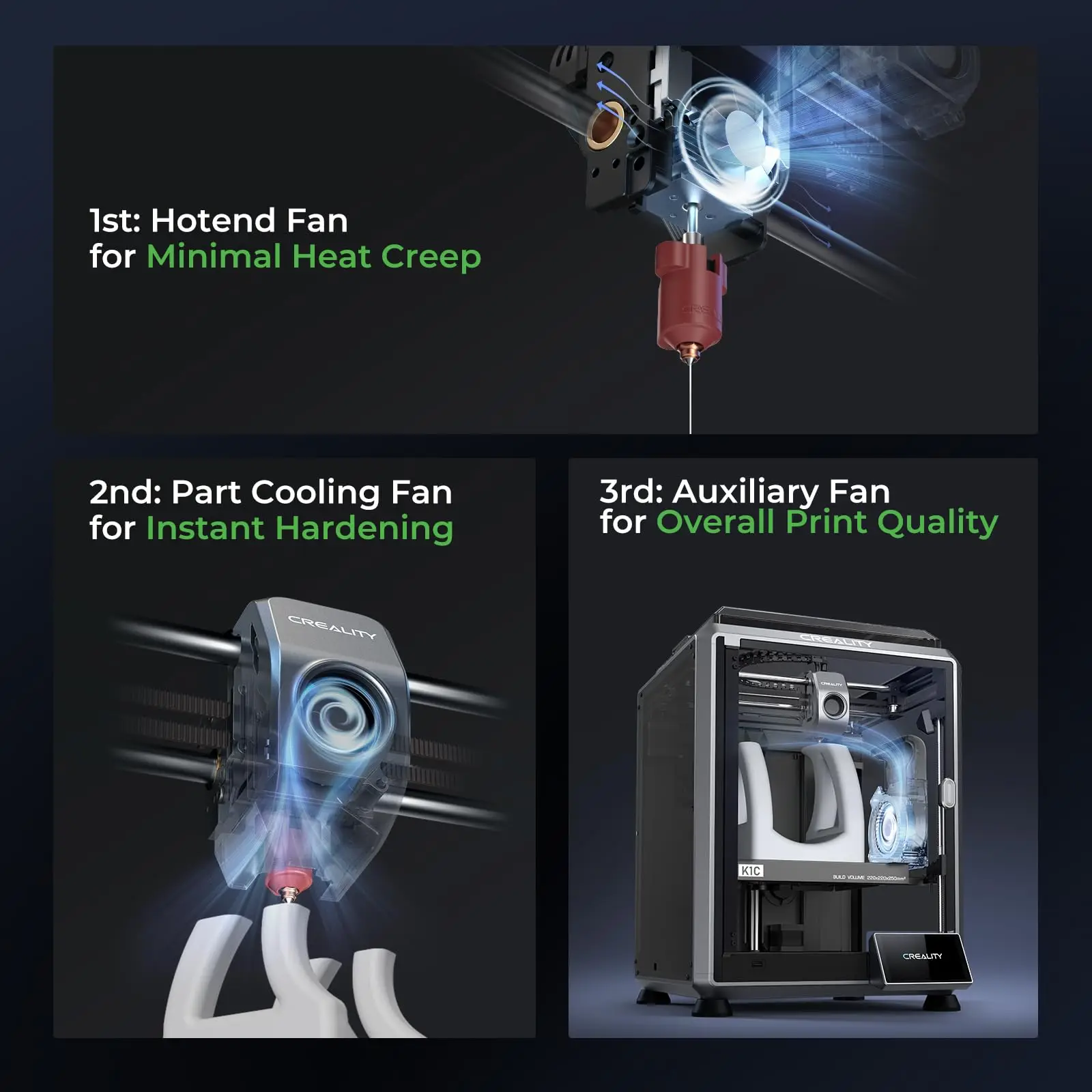 Creality K1C 3D 프린터, 빠른 인쇄 속도, 전금속 직접 압출기, 300 ℃ 인쇄, 자동 레벨링 AI 카메라, 600 mm/s, 2024 새 버전