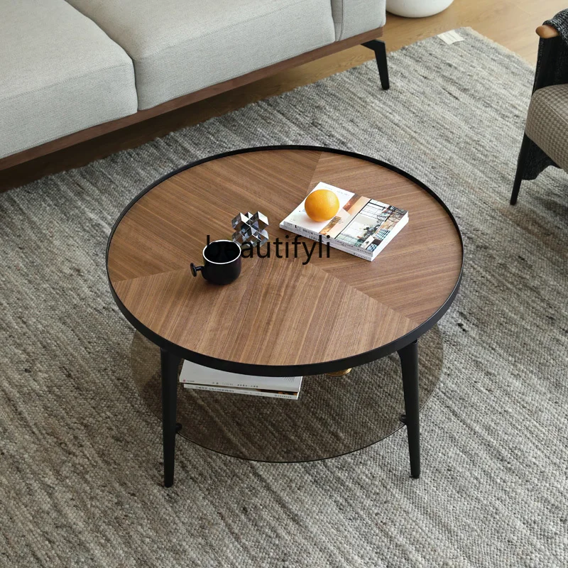 

zq Round Tea Table Simple Modern Living Room Home Small Apartment Light Luxury Combination Tea Table Balcony Tea Table
