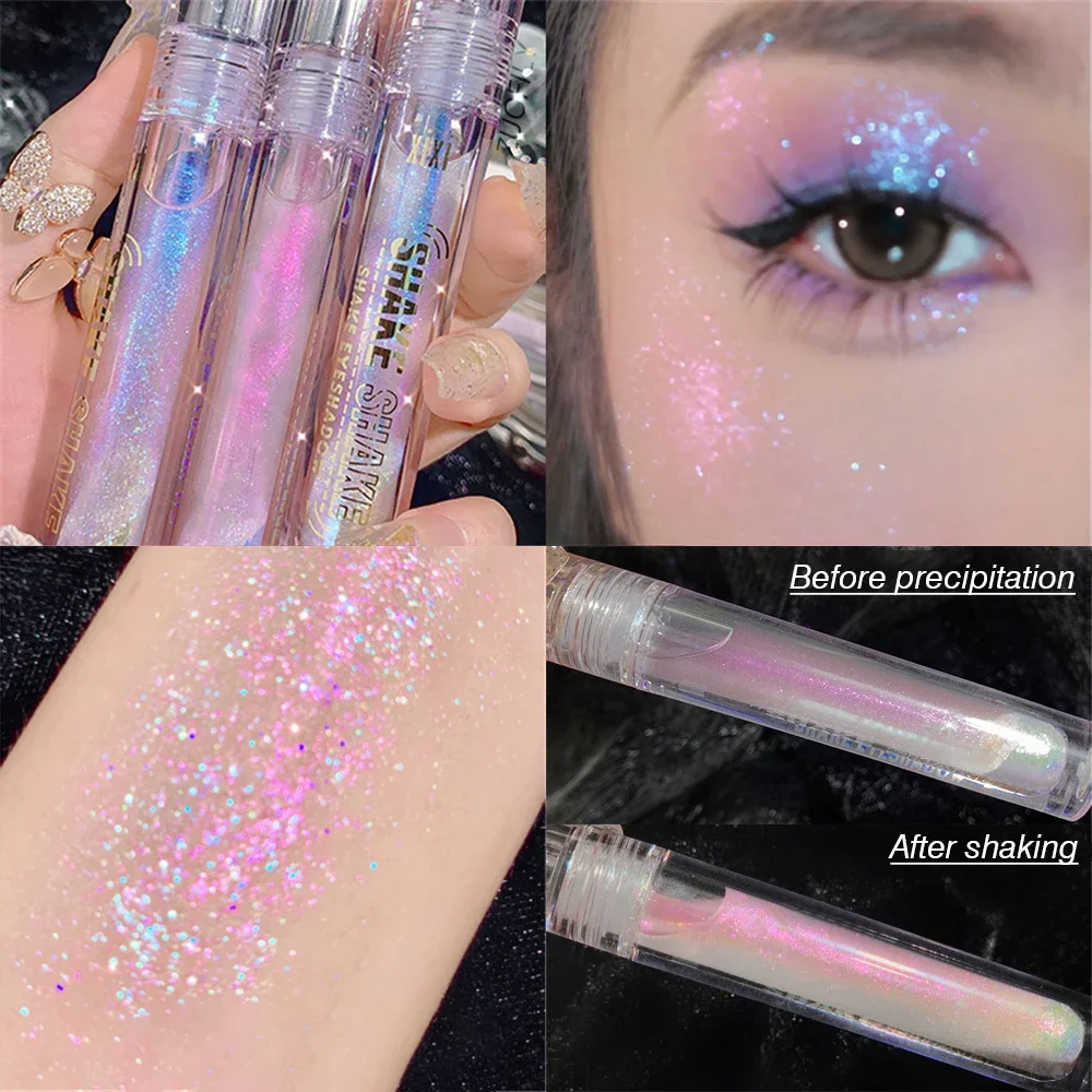 Glitter Highlighter Liquid Eye Shadow Eyeliner Durable Waterproof Pearl Shiny Shake Liquid High Gloss Brighten Silkworm Makeup Liquid Eyeliner Liquid Eyeshadow Eyeshadow Eyeliner